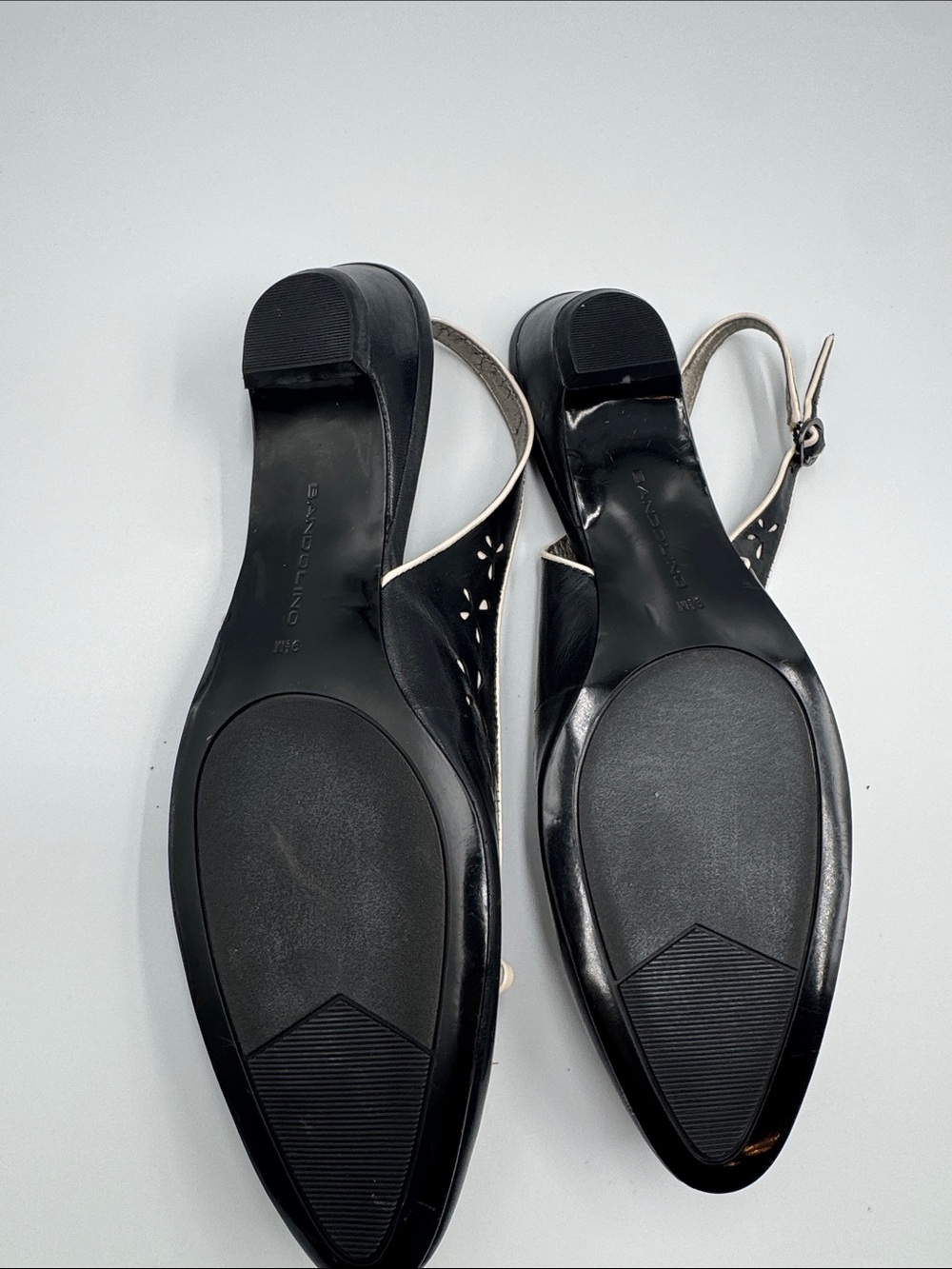 Bandolino Black Slingback Flats with Cream Bow Trim - Picture 3 of 4
